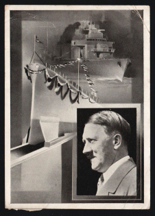 1939 'The Launch of the Largest German Warship of Our Revived Navy', Propaganda Postcard, Third Reich Nazi Germany