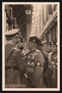 'The Fuhrer and the Duce the Guarantors of Peace', Propaganda Postcard, Third Reich Nazi Germany