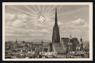 1938 'Vienna Panorama with St. Stephen's Cathedral', Propaganda Postcard, Third Reich Nazi Germany