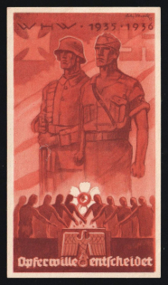 1935-1936 'WHW 1935-1936 Will to Sacrifice Decides', Propaganda Label, Third Reich Nazi Germany