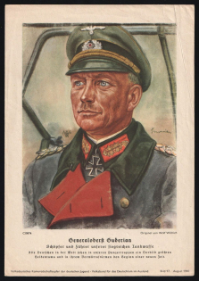 1940 'Generaloberst Guderian Creator and Leader of our Victorious Tank Weapon', Propaganda Postcard, Third Reich Nazi Germany
