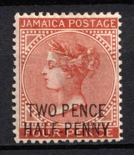 1890 2.5d on 4d Jamaica, British Colonies (SG 30, CV $60)