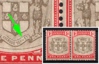 1904 1d Jamaica, British Colonies, Pair (SG 34, 34 a, 'SER.ET' instead 'SERVIET', CV $50)