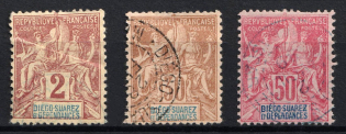 1892 Diego Suarez, French Colonies (Sc.26, 28, 33, 35, Used, CV $55)
