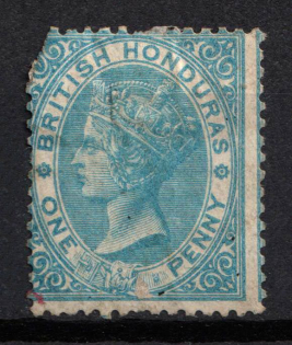 1865 1d British Honduras, British Colonies (SG 2 var, SHIFTED Perforation, CV $140+)