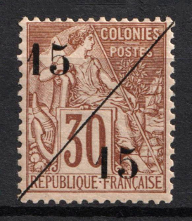 1888 15c+15c on 30c Cochinchina, French Colonies (Sc. 5, CV $125)