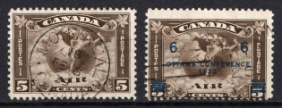 1930-32 Dominion of Canada, British Colonies, Airmail (SG 310, 318, Used, CV $80)