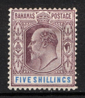 1902 5s Bahamas, British Colonies (SG 69, CV $110)