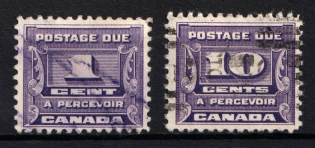 1930-32 Dominion of Canada, British Colonies, Postage Due Stamps (SG D14, D17, Used, CV $90)