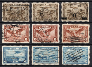 1928-43 Dominion of Canada, British Colonies, Airmail (SG 274, 313, 355, 371, 399, 400, Used, CV $50)