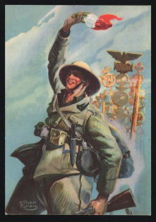 1939-1945 'Railway Afterwork - Befana Year XIV' Italy WWII Fascist Propaganda Postcard