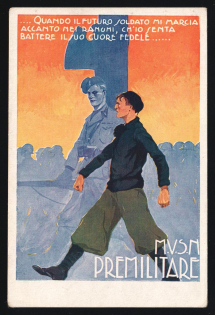 1939-1945 'When the Future Wanted Marches Alongside Me, Let Me Feel His Faithful Heart Beat' Italy WWII Fascist Propaganda Postcard