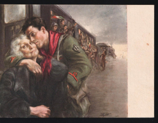 1939-1945 'Mom, if Your Heart Hurts, Think of the Duce' Italy WWII Fascist Propaganda Postcard