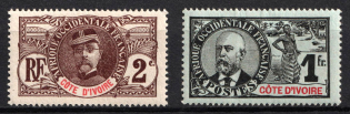 1906 - 1907 Ivory Coast, French Colonies (Sc. 22, 34, CV $40)