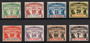 1906 - 1907 Ivory Coast, French Colonies, Postage Due (Sc. J1 - J8, CV $110)