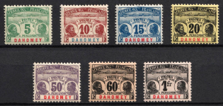 1906 Dahomey, French Colonies, Postage Due (Sc. J1 - J4, J6 - J8, CV $115)