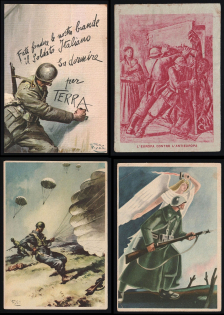 1939-1945 Italy WWII Fascist Propaganda Four Postcards