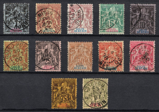 1893 Benin, French Colonies (Sc. 20 - 24, 26 - 32, Used, CV $190)