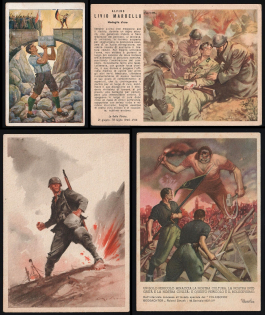 1939-1945 Italy WWII Fascist Propaganda Four Postcards