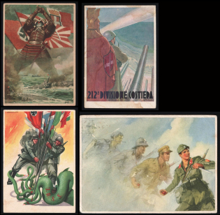 1939-1945 Italy WWII Fascist Propaganda Four Postcards