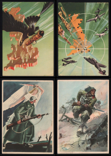 1939-1945 Italy WWII Fascist Propaganda Four Postcards