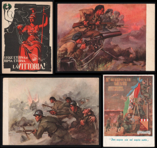 1939-1945 Italy WWII Fascist Propaganda Four Postcards