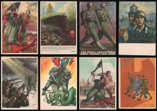 1939-1945 Italy WWII Fascist Propaganda Postcards