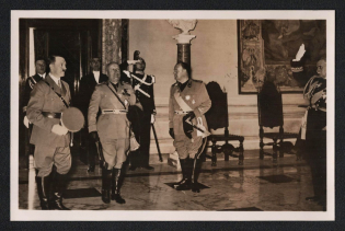 1938 Hitler and Mussolini Propaganda Postcard franked with San Marino Commemorative stamps