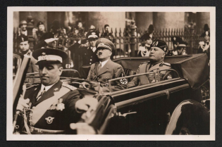 1938 Hitler and Mussolini Propaganda Postcard franked with San Marino Commemorative stamps