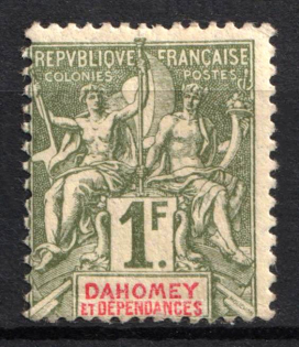 1904 1f Dahomey, French Colonies (Sc. 14, CV $40)