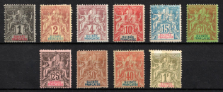 1892-1900 Guinea, French Colonies (Sc. 1 - 3, 6, 7, 9, 10, 12, 13, 17, CV $235)