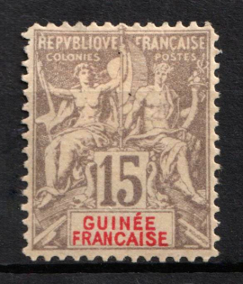 1900 15c Guinea, French Colonies (Sc. 8, CV $100)