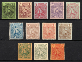 1904 Guinea, French Colonies (Sc. 18 - 20, 23 - 31, CV $310)