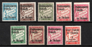 1926-27 Polynesia, French Colonies, Semi-Postal stamps (Mi. J1 - J9, Full Set, CV $35)