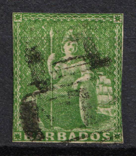 1857 0.5d Barbados, British Colonies (SG 7, Used, CV $150)