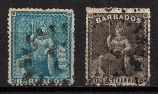1871 Barbados, British Colonies (SG 48, 51, Used, CV $40)