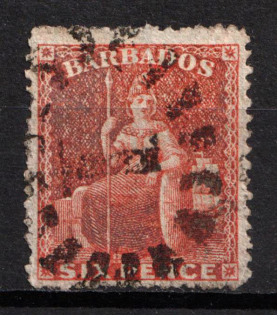1873 6d Barbados, British Colonies (SG 60, Used, CV $130)