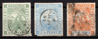 1897 Barbados, British Colonies (SG 117, 119, 122, Used, CV $40)