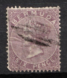 1865 6d Bermuda, British Colonies (SG 6, Used, CV $110)