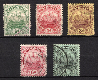 1910-13 Bermuda, British Colonies (SG 45 - 46, 49 - 51, Used, CV $40)