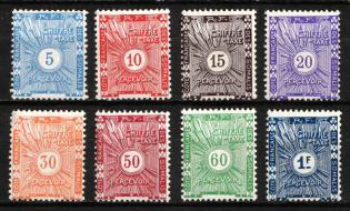 1915 Somali, French Colonies, Postage Due Stamps (Sc. J1 - J8, Full Set, CV $20)