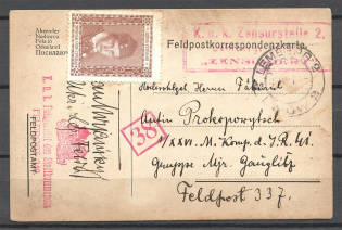 19IX Vienna Legion of Ukrainian Sich Riflemen in WWI Field Postcard (Lviv Cancellation)