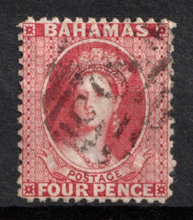1863 4d Bahamas, British Colonies (SG 26 x, Watermark Reversed, Used, CV $120)