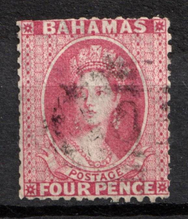 1863 4d Bahamas, British Colonies (SG 27, Used, Signed, CV $80)