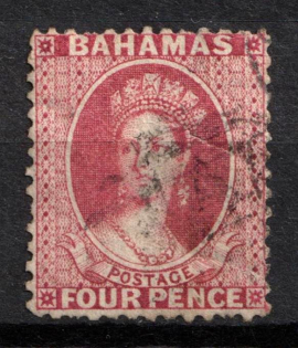 1863 4d Bahamas, British Colonies (SG 28, Watermark Reversed, Used, CV $120)