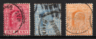 1902 Bahamas, British Colonies (SG 62 - 63, 65, Used, CV $120)