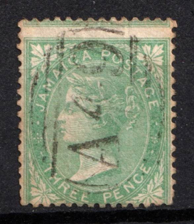 1863 3d Jamaica, British Colonies (SG 3, Used, CV $40)