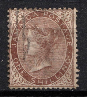 1860 1s Jamaica, British Colonies (SG 6, Used, CV $40)