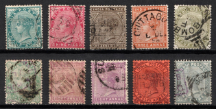 1882-90 India, British Colonies (SG 85 - 86, 90, 94 - 95, 97 - 99, 100 - 101, Used, CV $50)