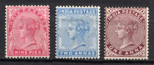 1882-83 India, British Colonies (SG 86, 88, 92, Used, CV $40)